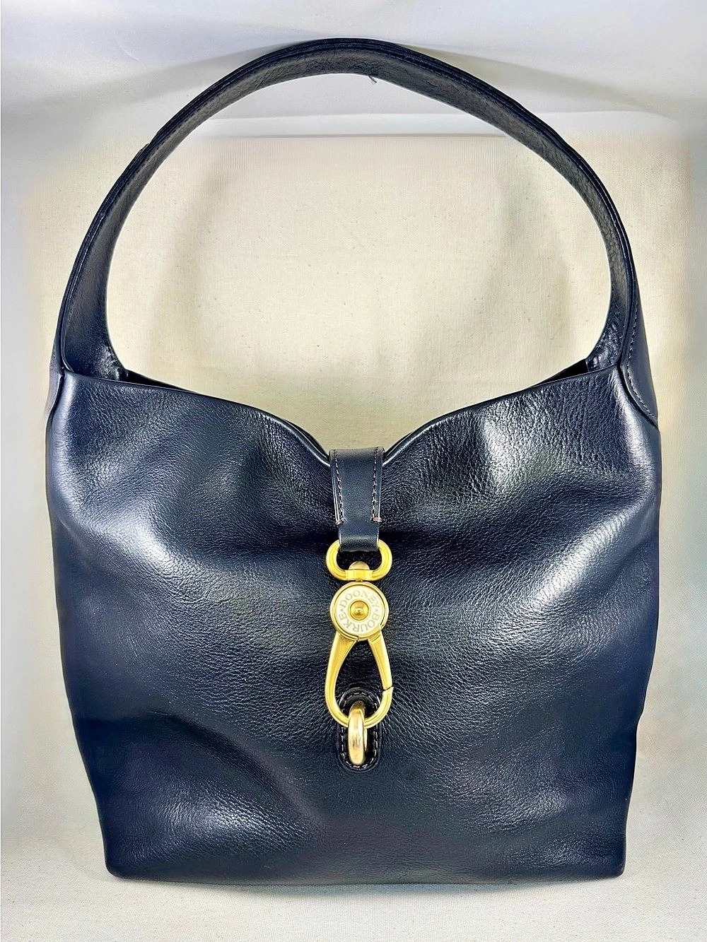 Authentic Dooney & Bourke Lucca Pebble Grain Logo Lock Hobo Leather Shoulder Bag